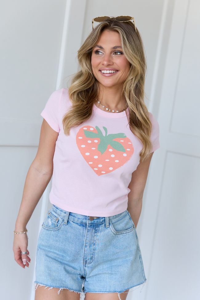 Strawberry Heart Pink Baby Graphic Tee