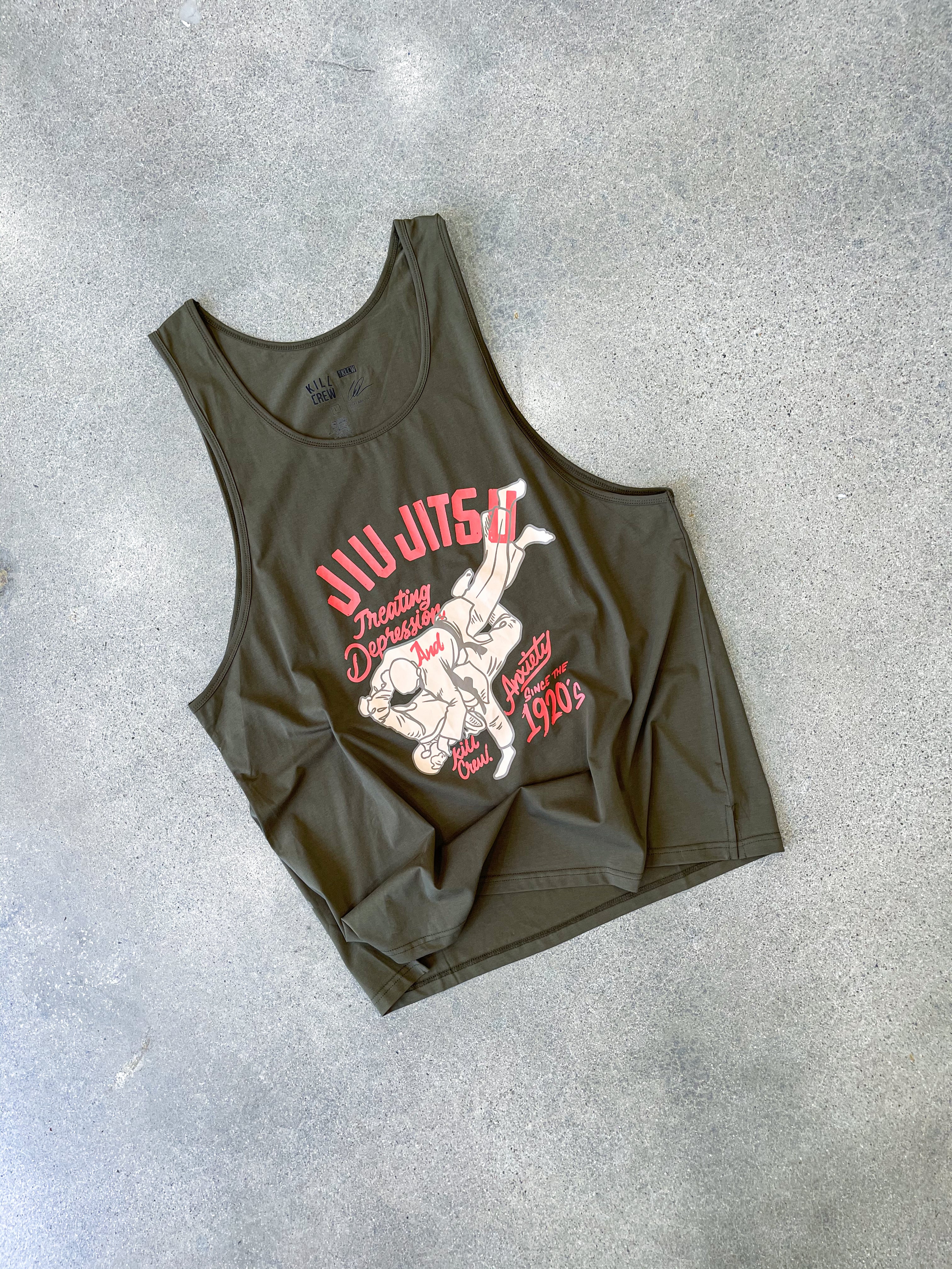 JIU JITSU DEPRESSION TANK TOP - OLIVE