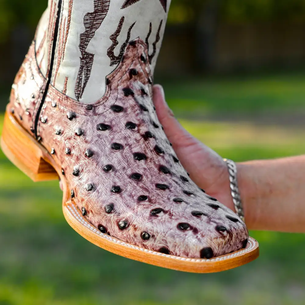 Orix Ostrich Leather Boots - Square Toe