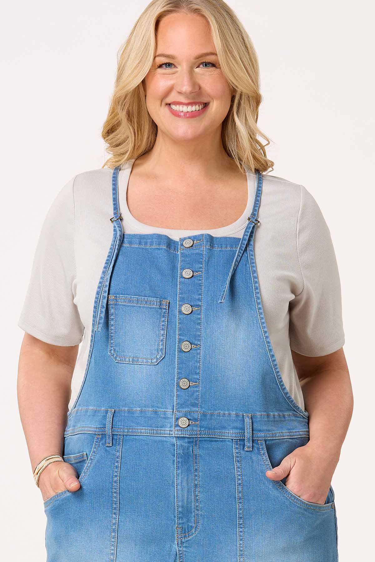 Plus Size Denim Shortalls