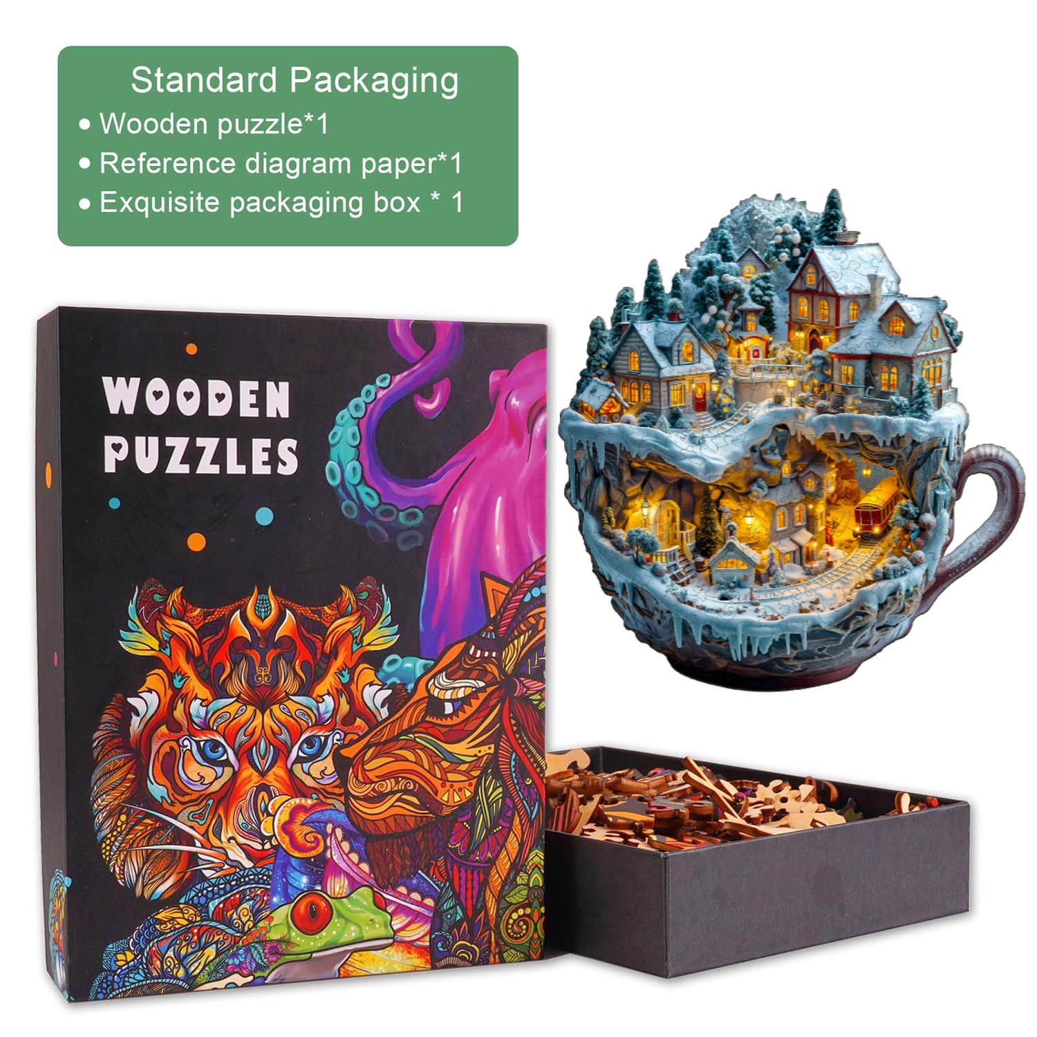 Train and Village Wooden Jigsaw Puzzle