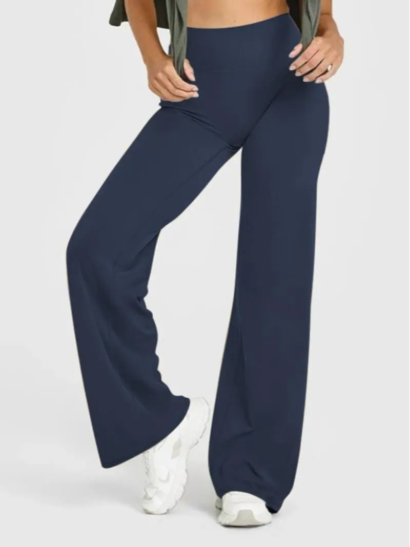 Women's Solid Color Sporty Yoga Pants, Casual Bottoms, Comfortable Flare Leggings