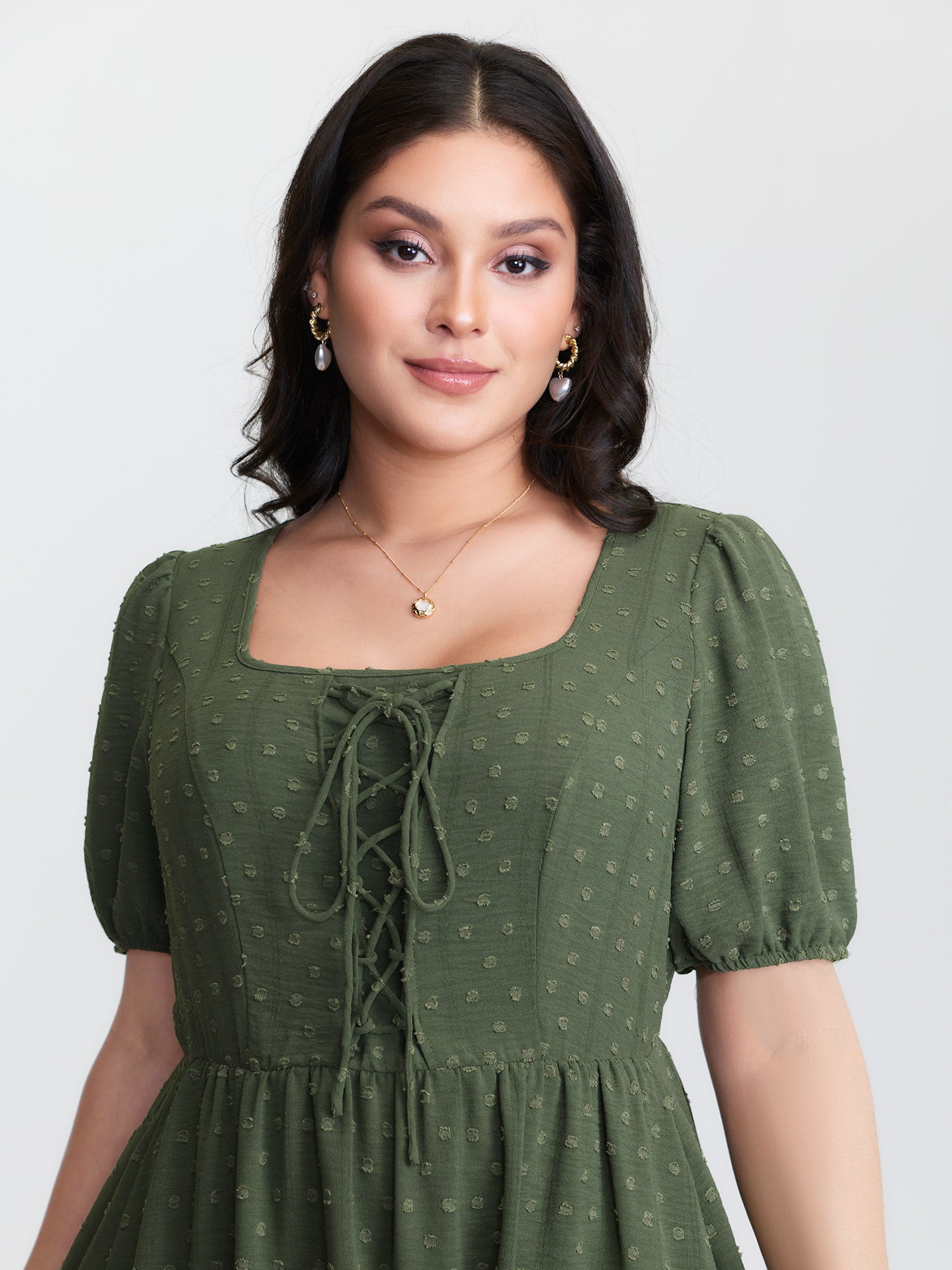 Cross-Tie Stretchy Waist Pocket Midi Dress