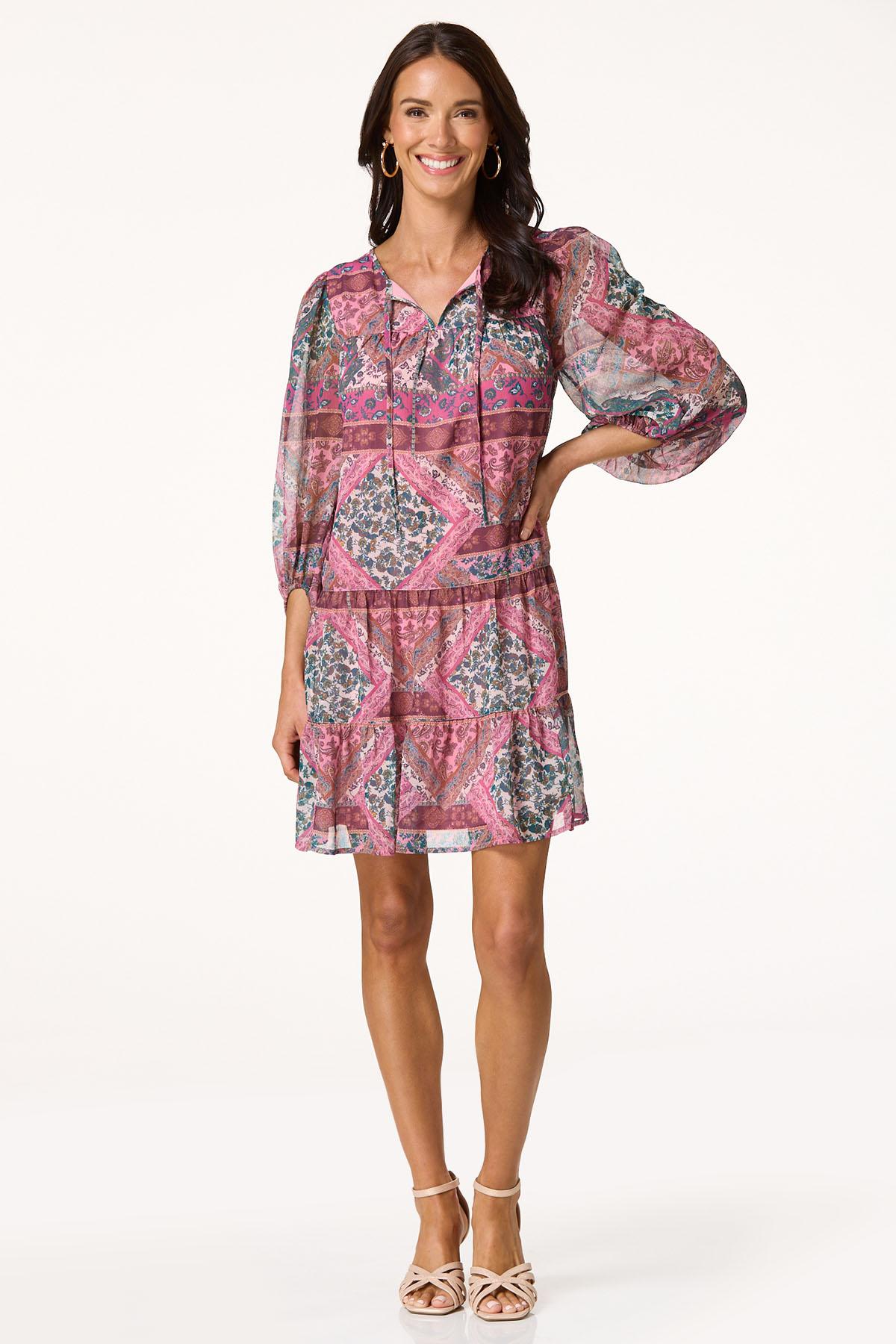 Floral Patchwork Swing Dress