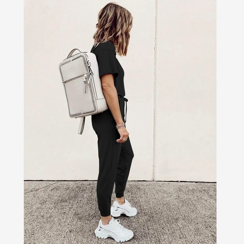 Women's 2-Piece Set Summer Outfits Crew Neck Short Sleeve Tracksuit Jogger Set