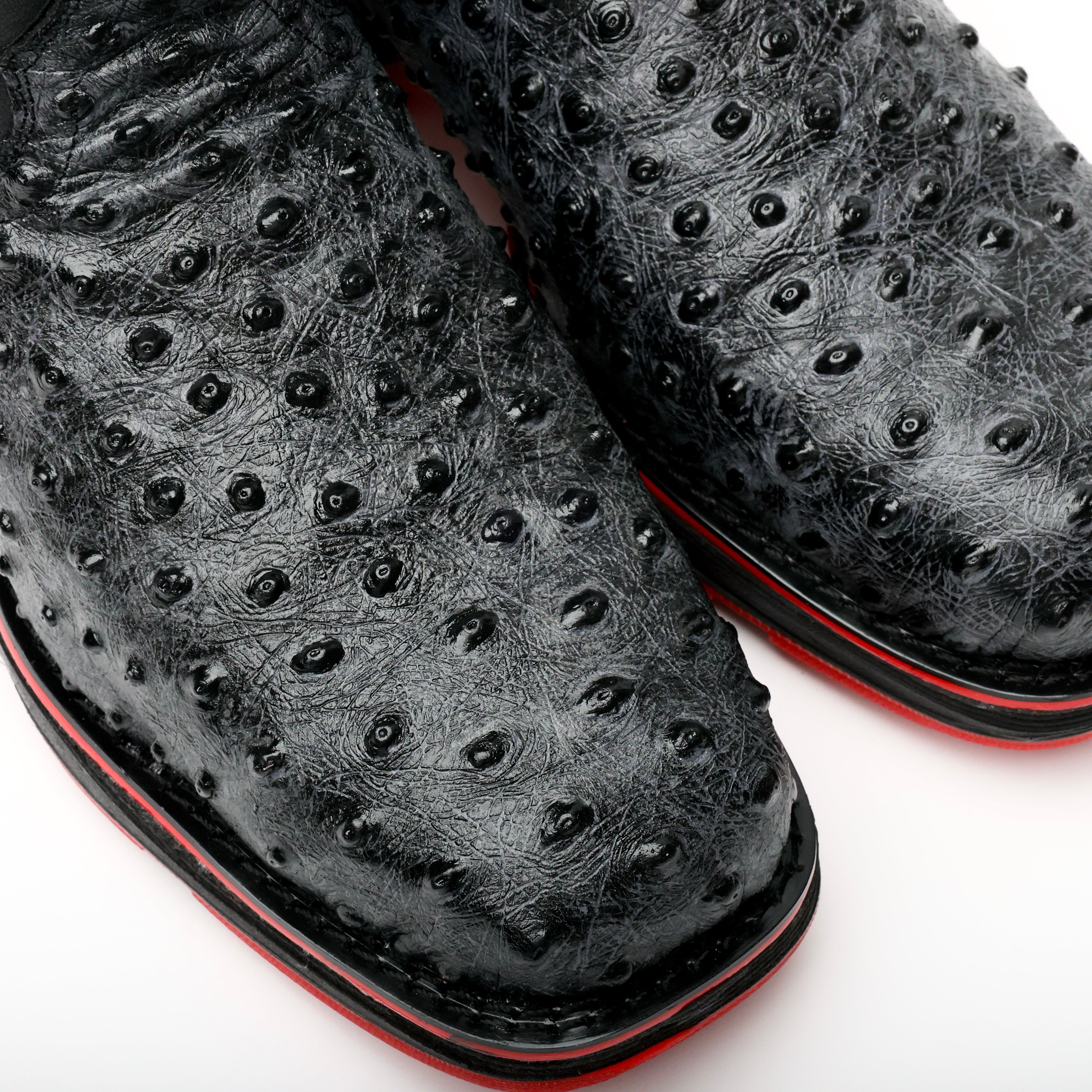 Grey Ostrich Leather Boots With 3D Lightweight Sole - Composite Toe