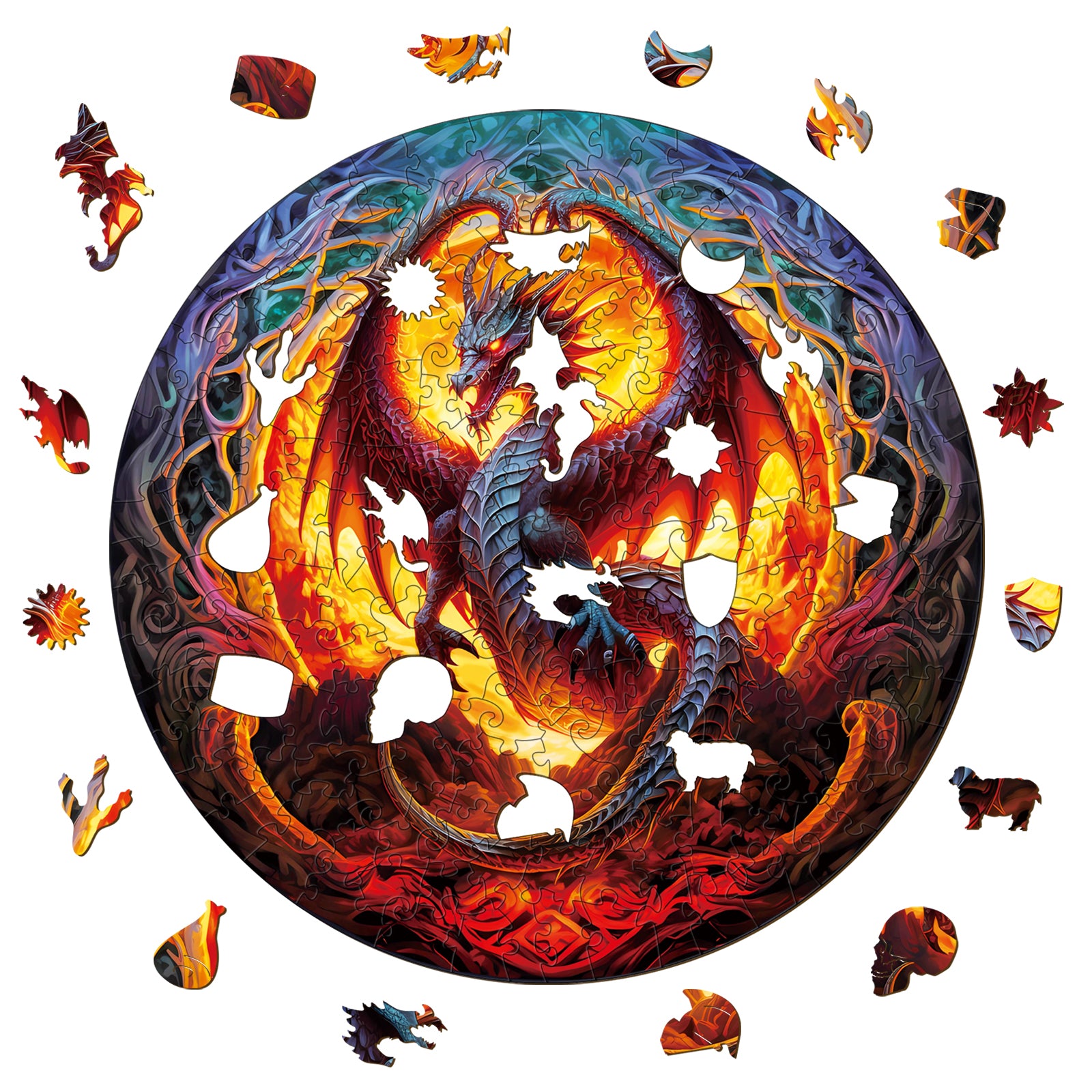 Fiery Dragon-2 Wooden Jigsaw Puzzle