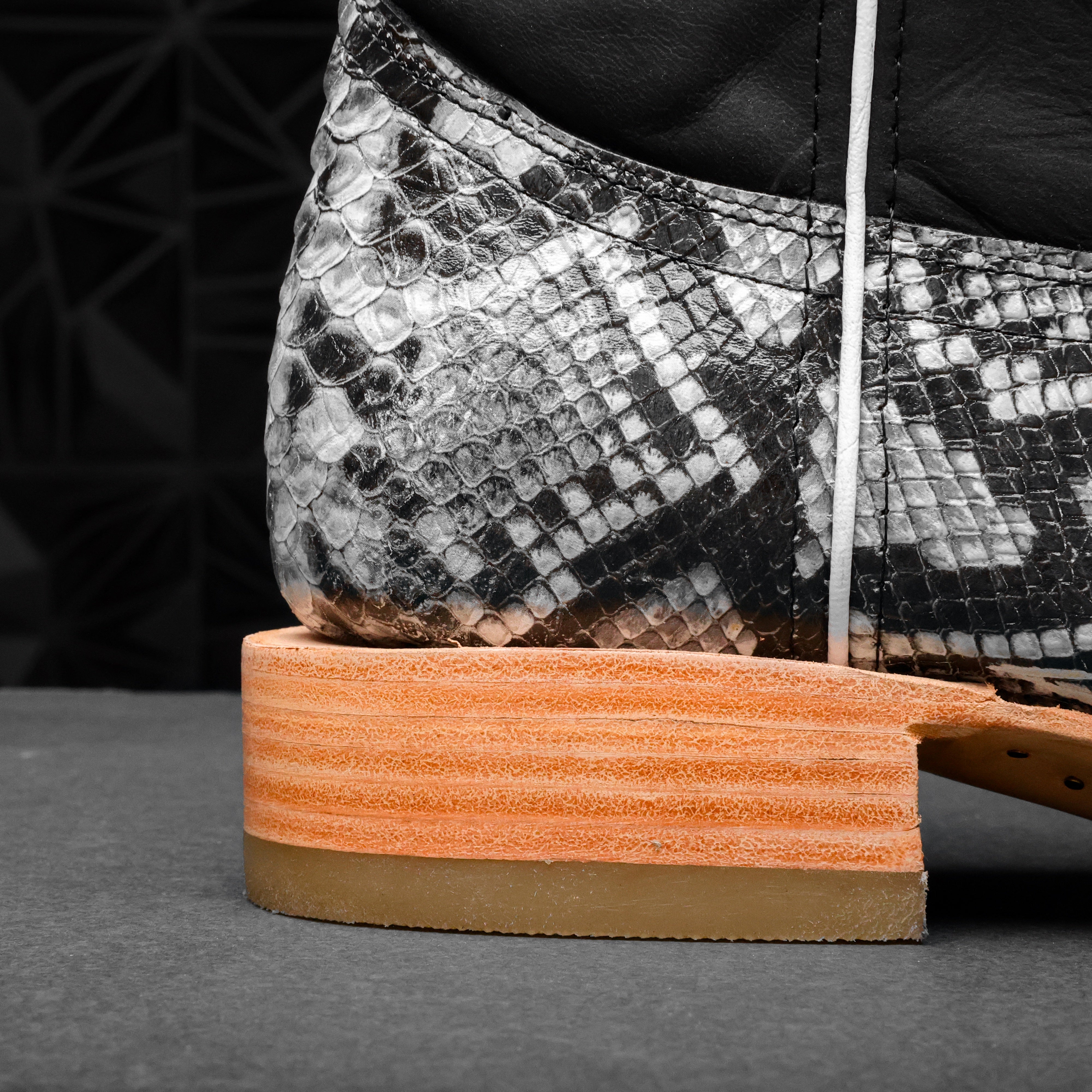 Natural Python Leather Boots - Square Toe