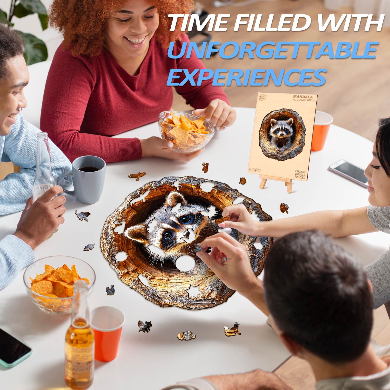 Tree Hole Raccoon-1 Wooden Jigsaw Puzzle