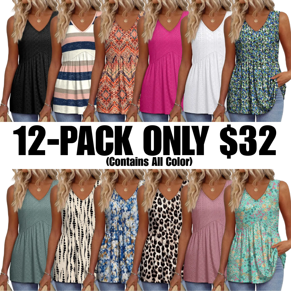 Womens Tank Tops  Flowy Peplum Tops for Women Dressy Sleeveless V Neck