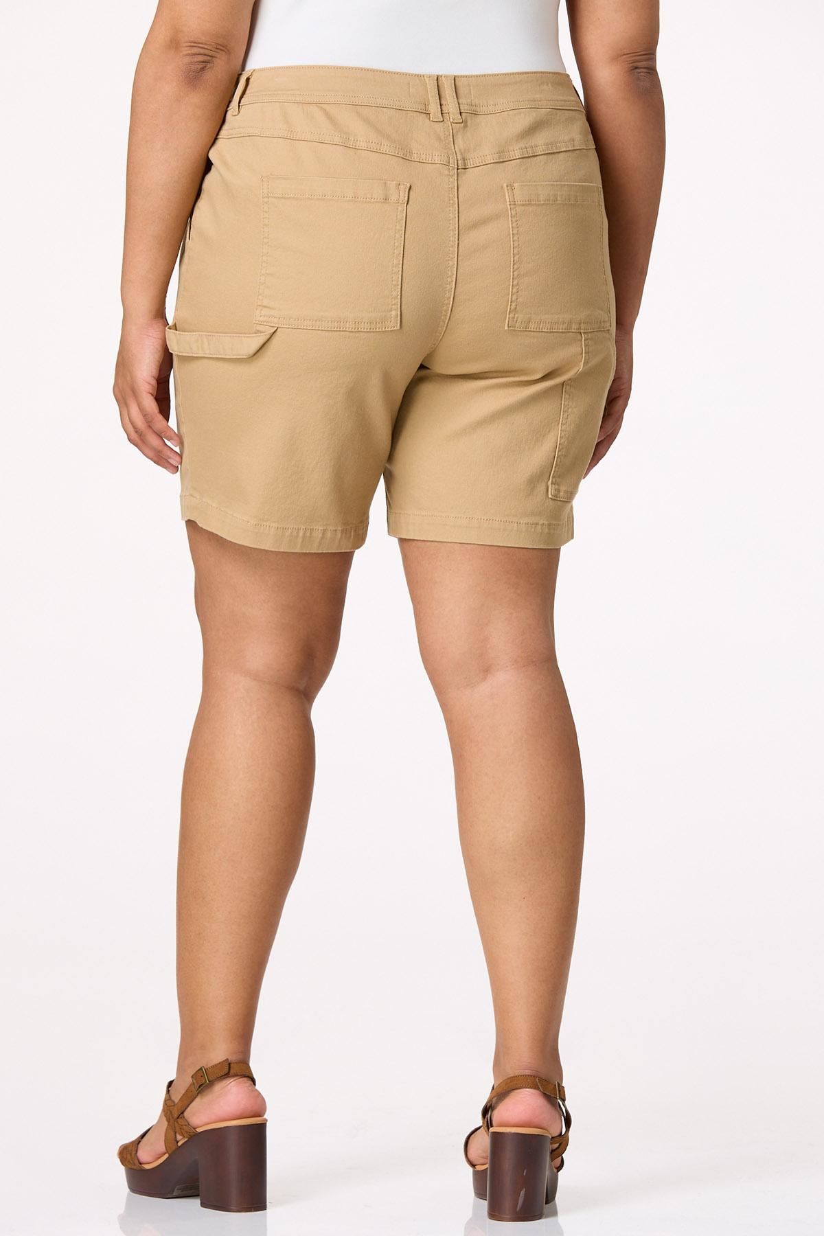 Plus Size Curvy Cargo Denim Shorts