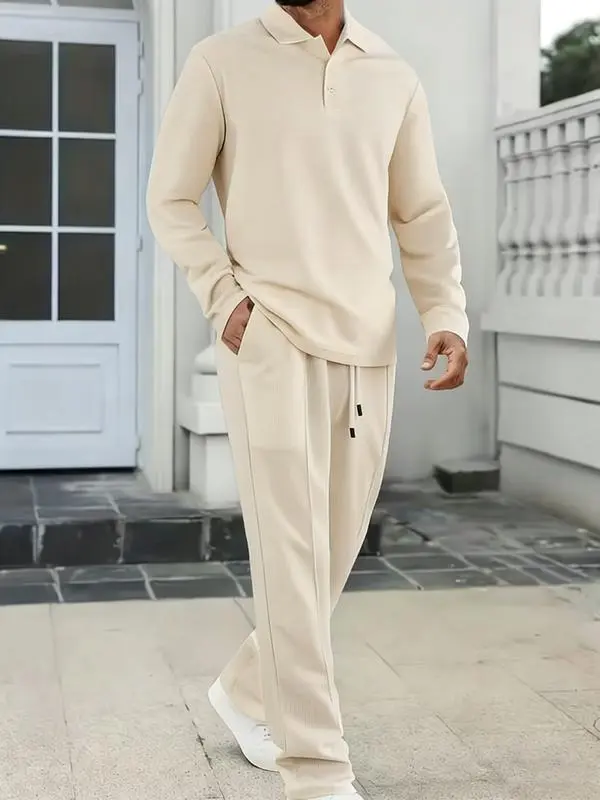 2-piece men's luxury retro suit set - Four season long sleeved jacket and pants with chest pocket