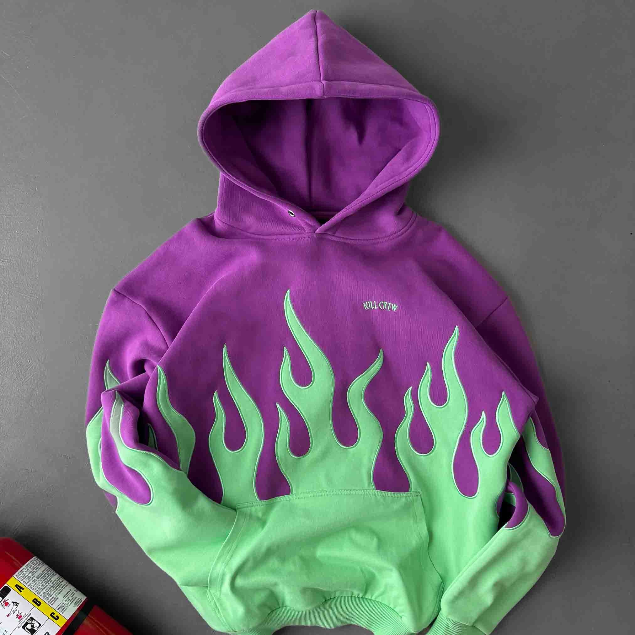 OVERSIZED PREMIUM HEATER HOODIE - PURPLE / GREEN