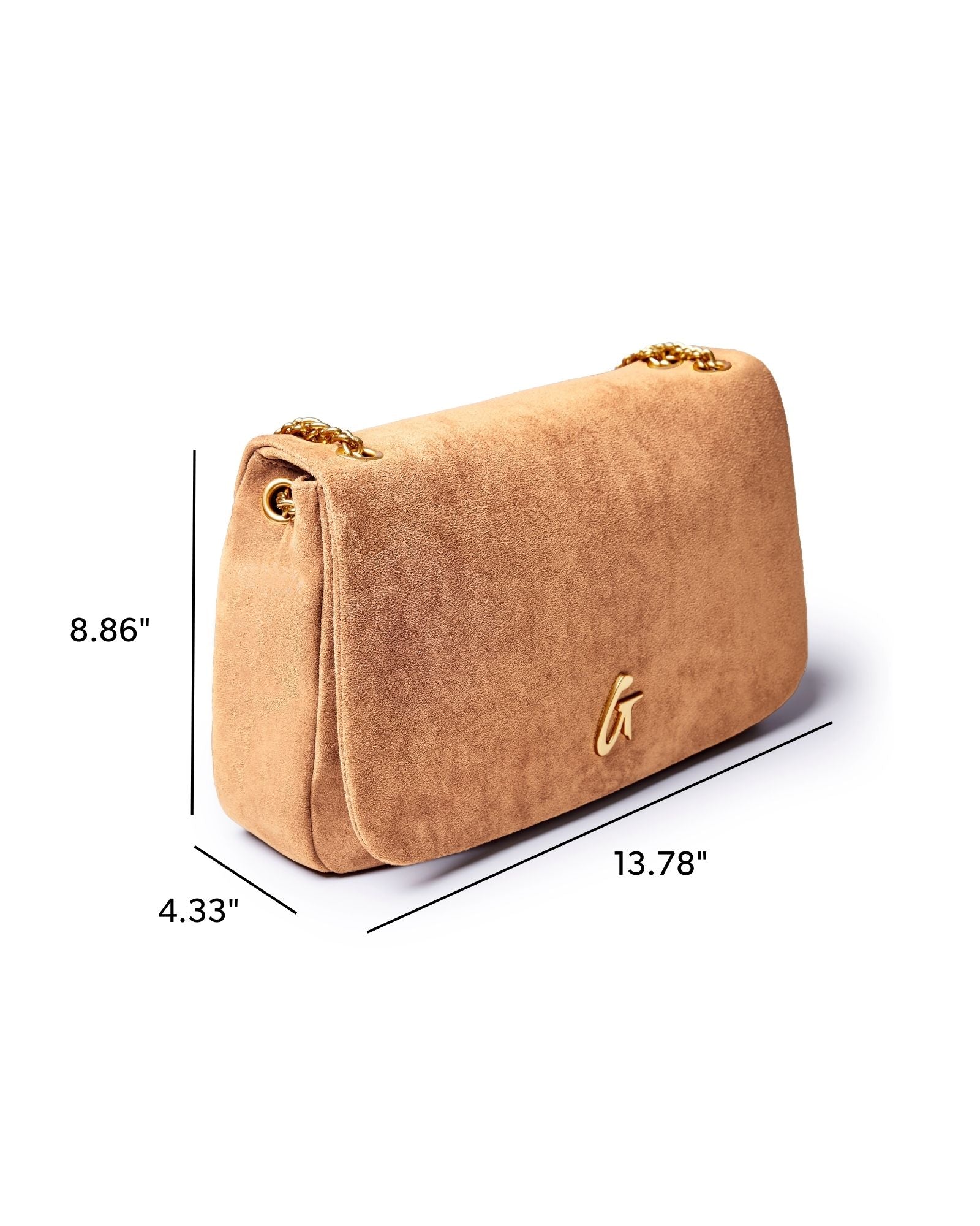 MEDIUM SUEDE FLAP BAG - TAN
