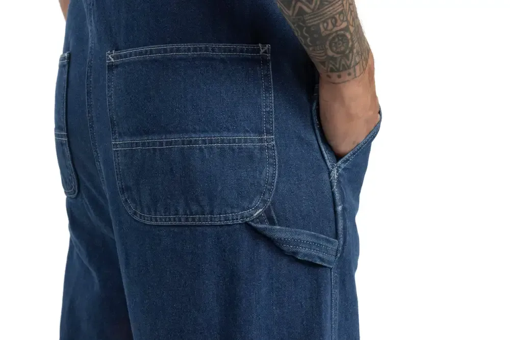 Men's Denim Bib Overalls, Workwear with Adjustable Straps and Convenient Tool Pockets