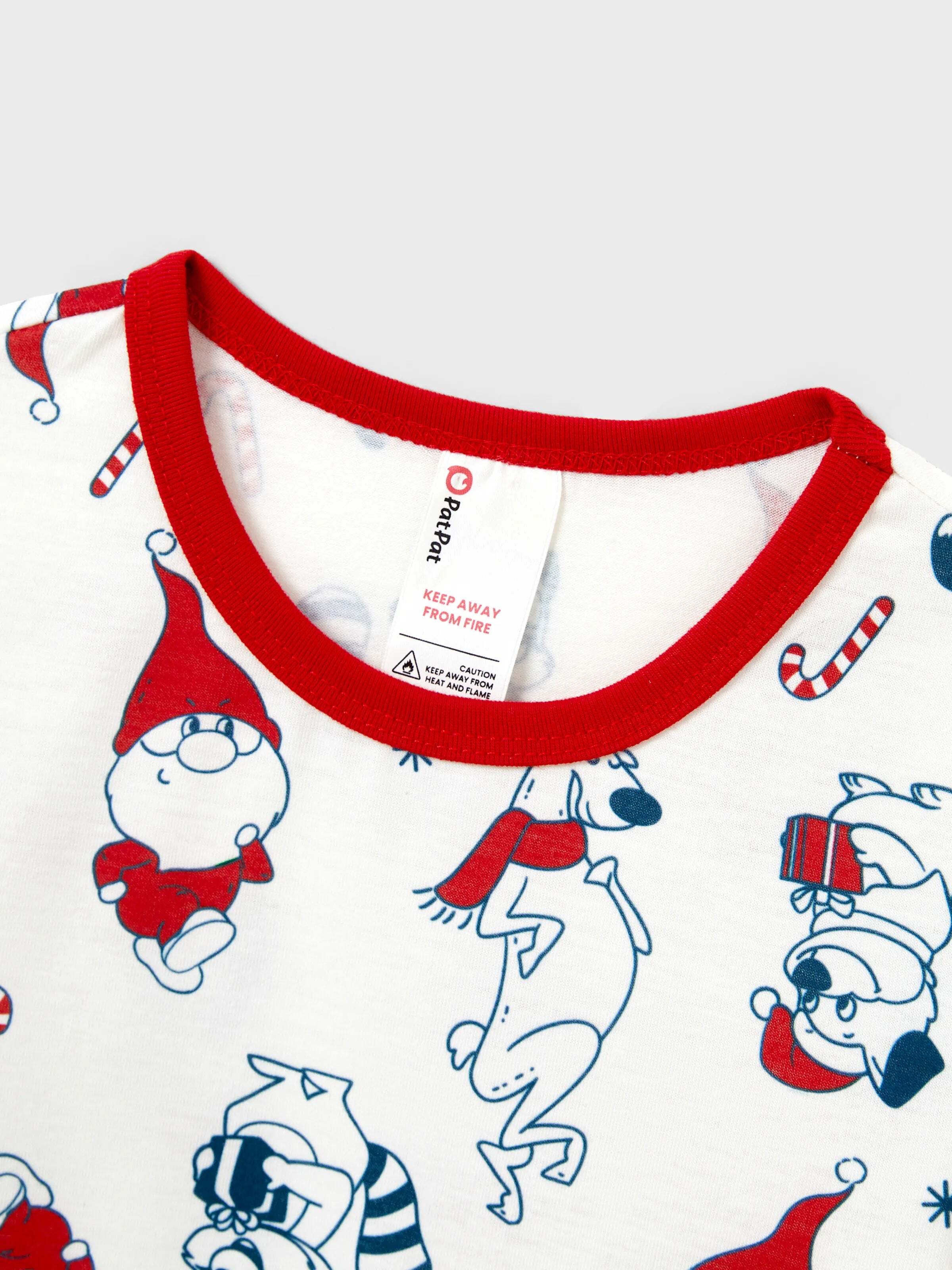 Christmas Matching Family Pajamas Set Santa Claus and Dogs Print PJS with Christmas Socks White