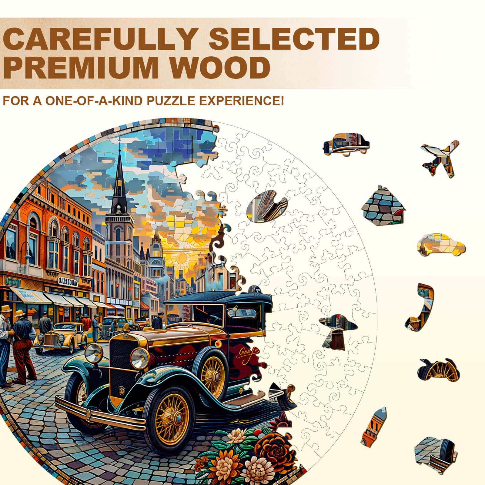 Retro Street Wooden Jigsaw Puzzle