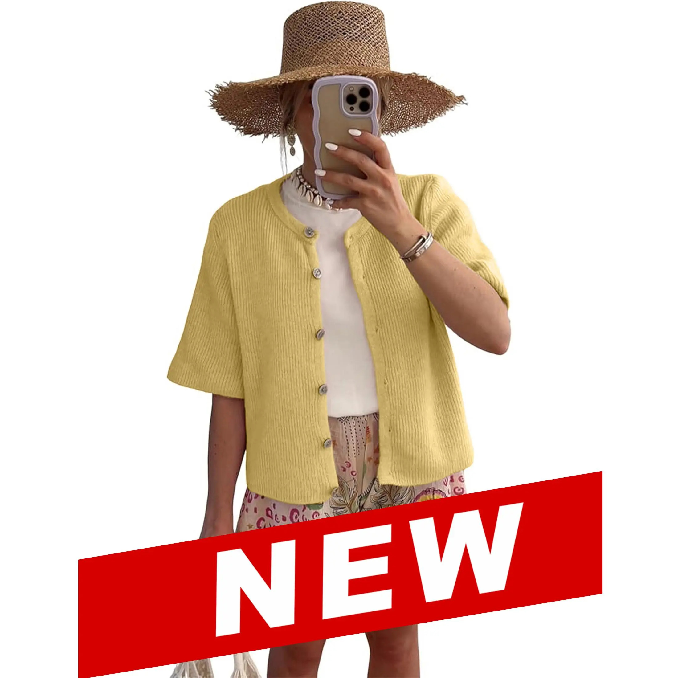 🔥 Women's Lightweight Cardigan Short Sleeve Button-Down Summer Cardigan Sweater