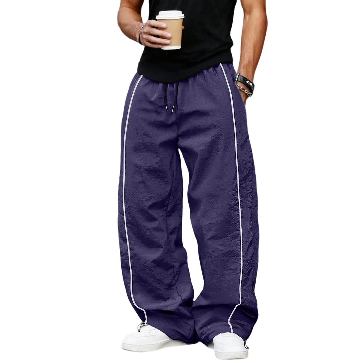 Men's Casual Striped Printed Comfortable Straight-Leg Sports Pants