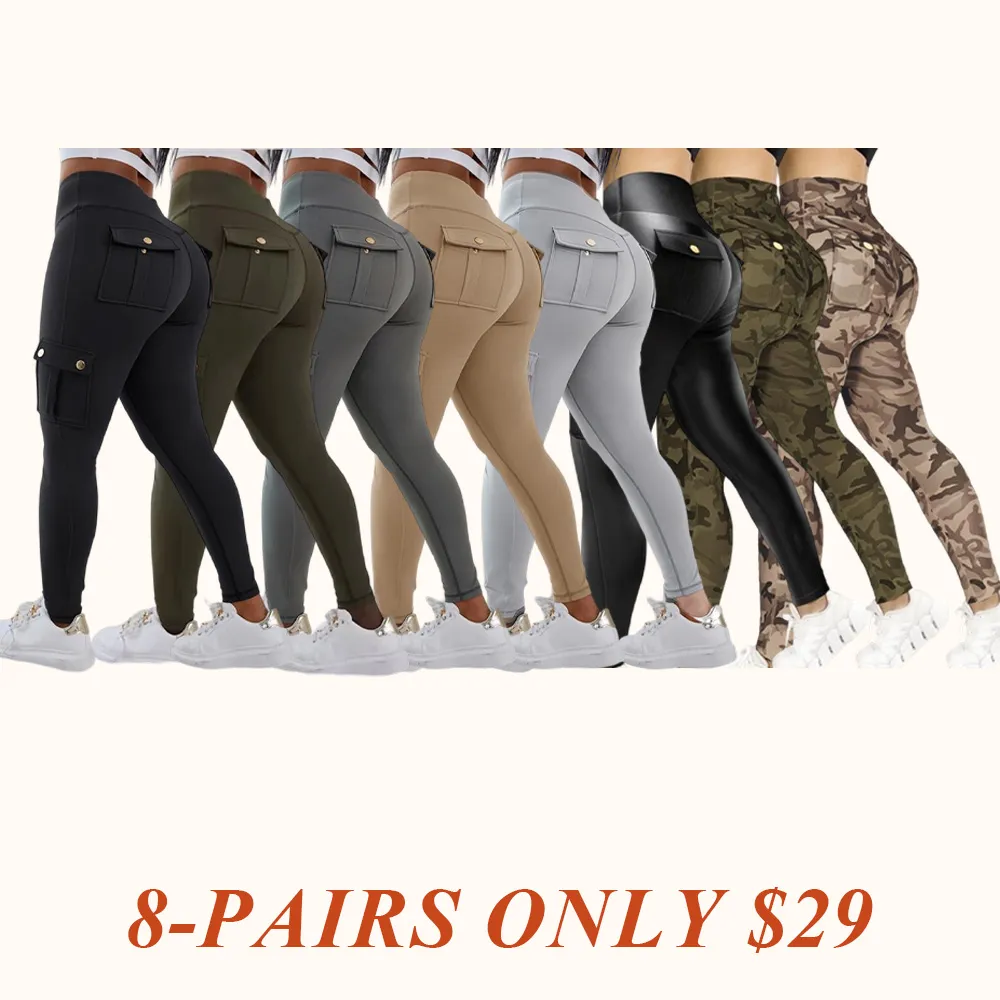 Womens Butt Lifting Leggings with Flap Pockets High