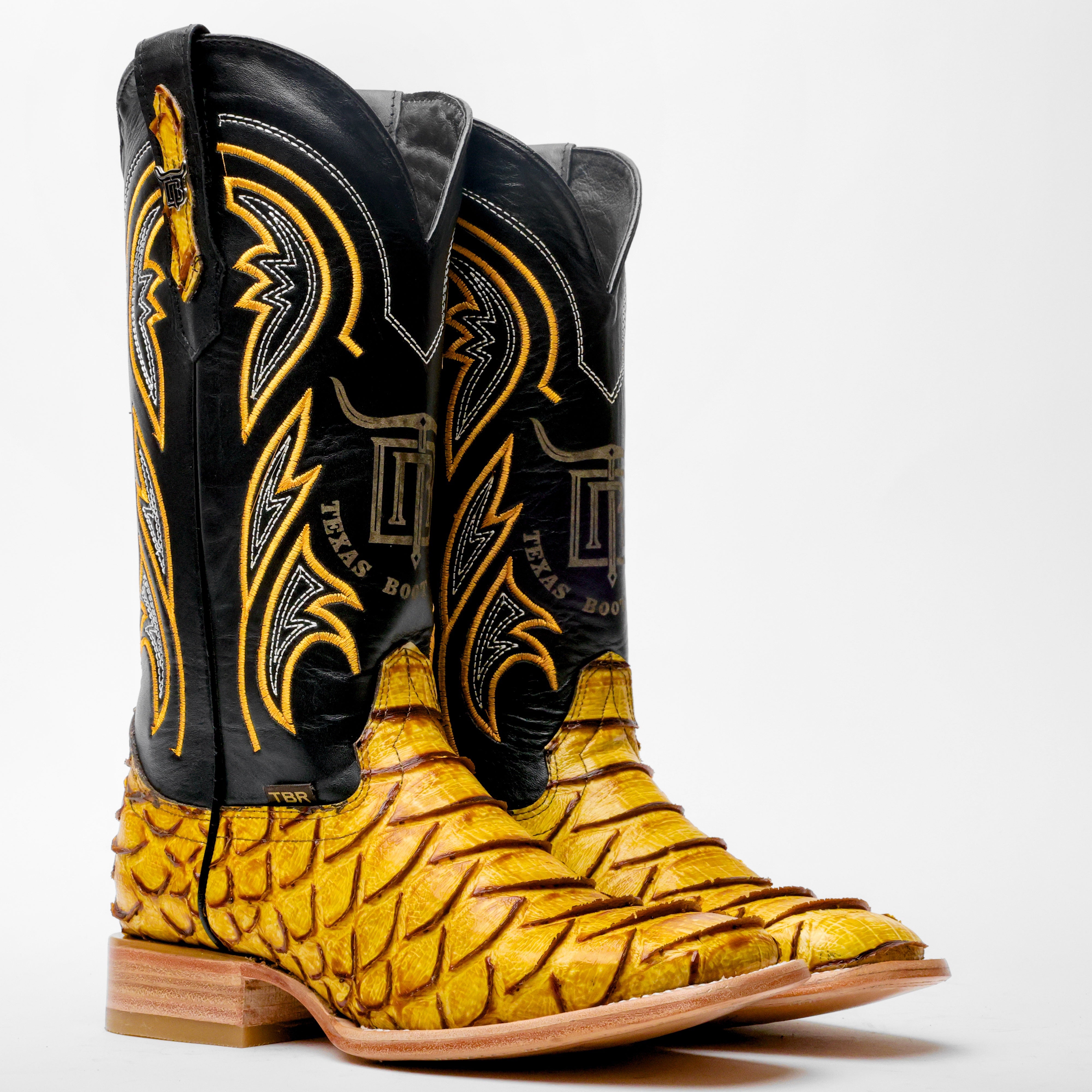Butter Jumbo Python Leather Boots - Square Toe