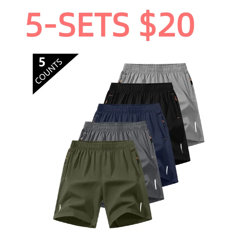 Men's 5-Pack Quick-Drying Athletic Shorts — Stylish & Versatile Outdoor Casual Shorts