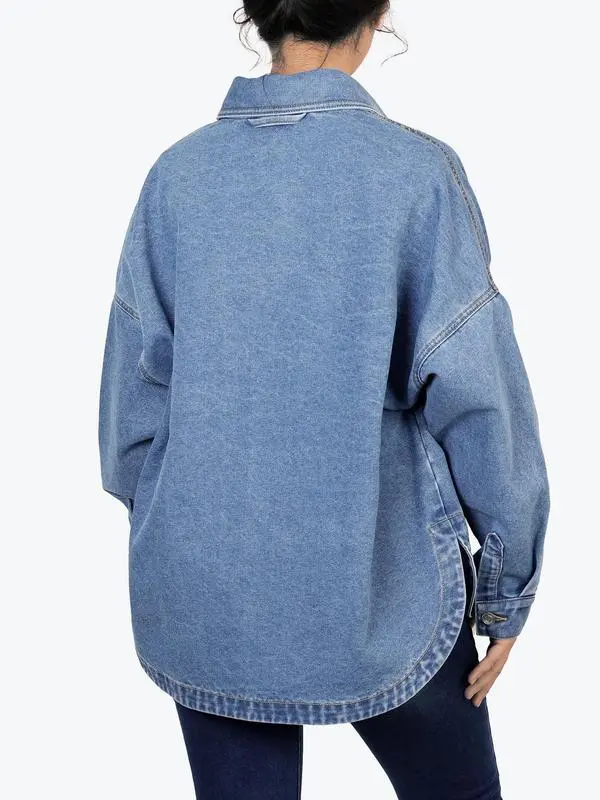 Women's Solid Color Button Denim Jacket