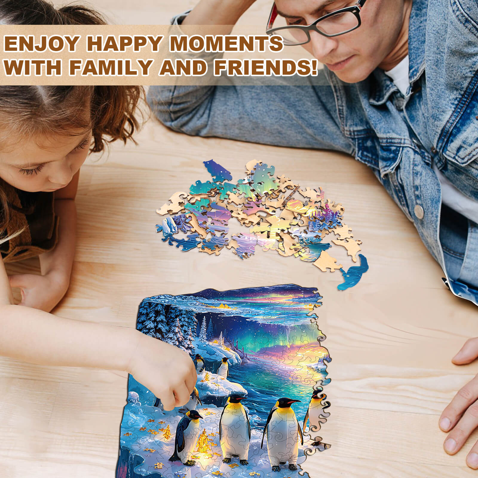 Frozen polar Penguin Wooden Jigsaw Puzzle