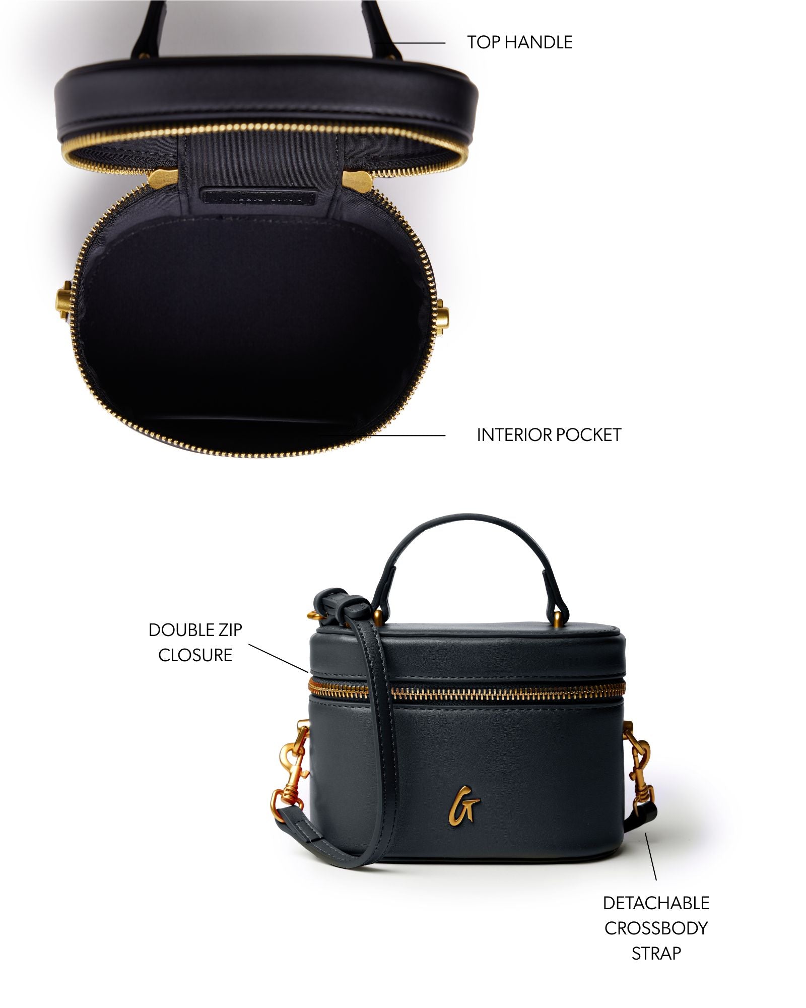 MINI SMOOTH GOLD VANITY BAG - BLACK