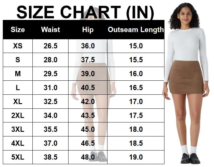 High Waisted 2-in-1 Bodycon Suede Mini Casual Skirt