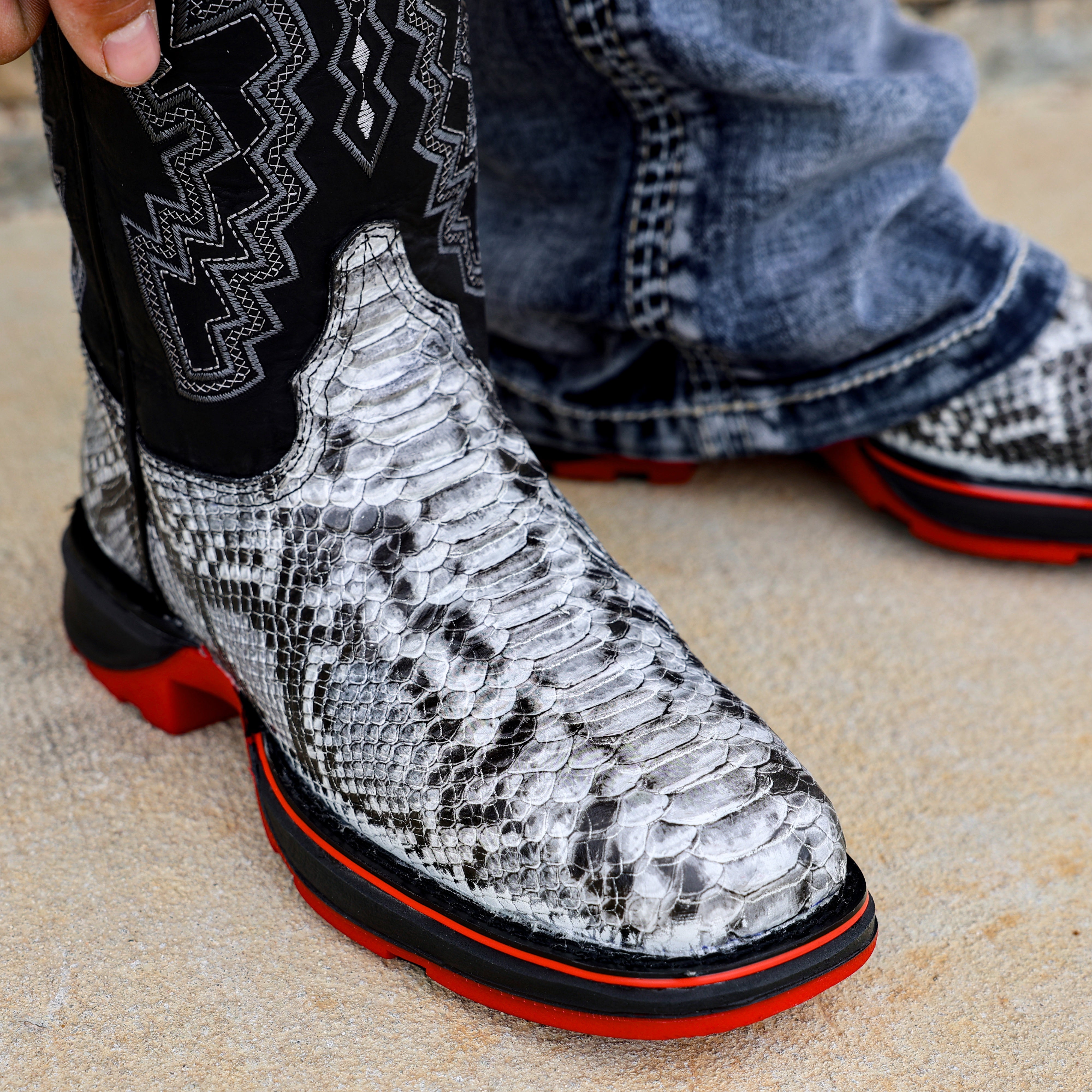 Natural Python Leather Boots With 3D Lightweight Sole - Composite Toe