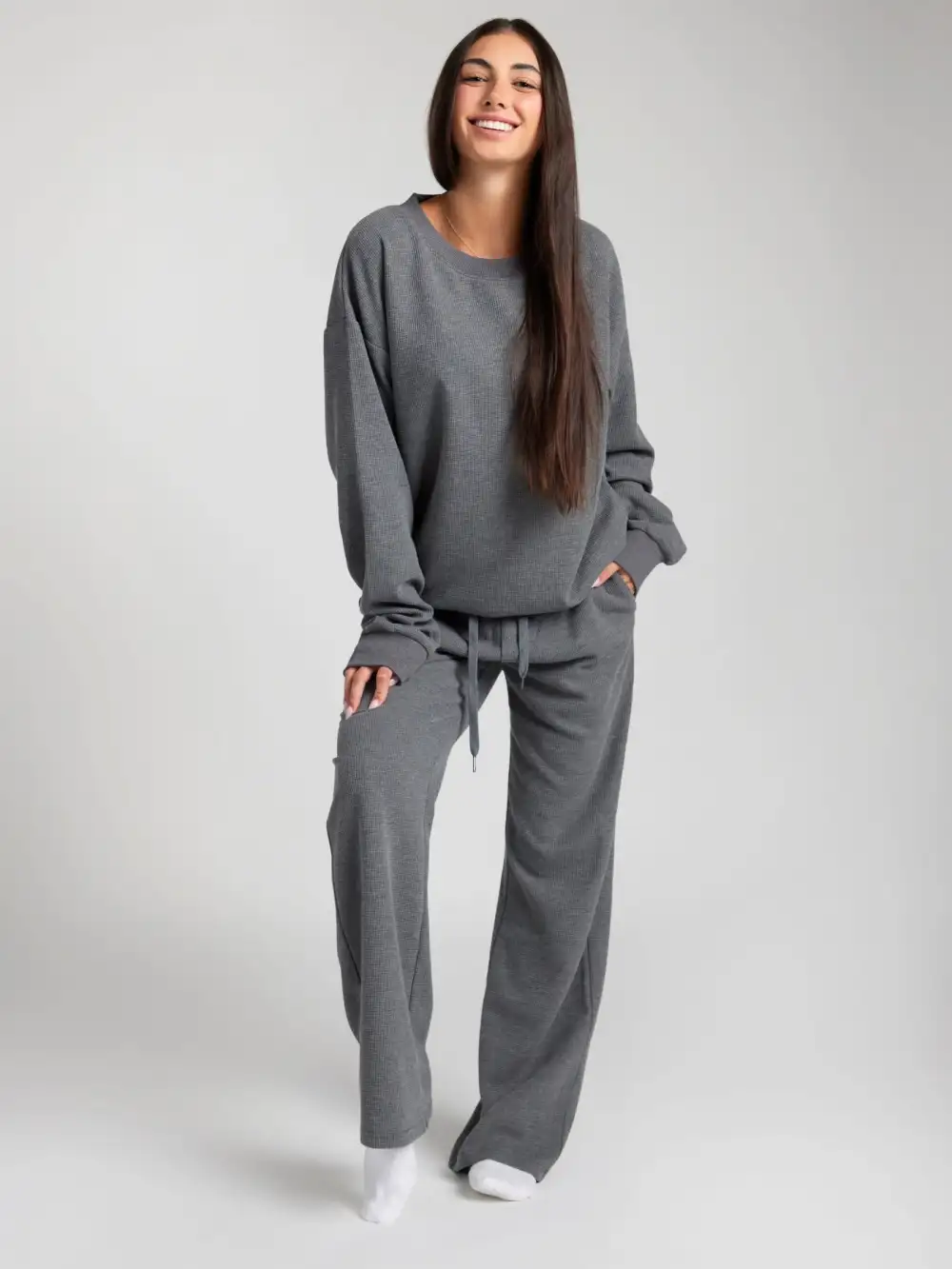 Waffle Lounge Long Sleeve Lounge Set