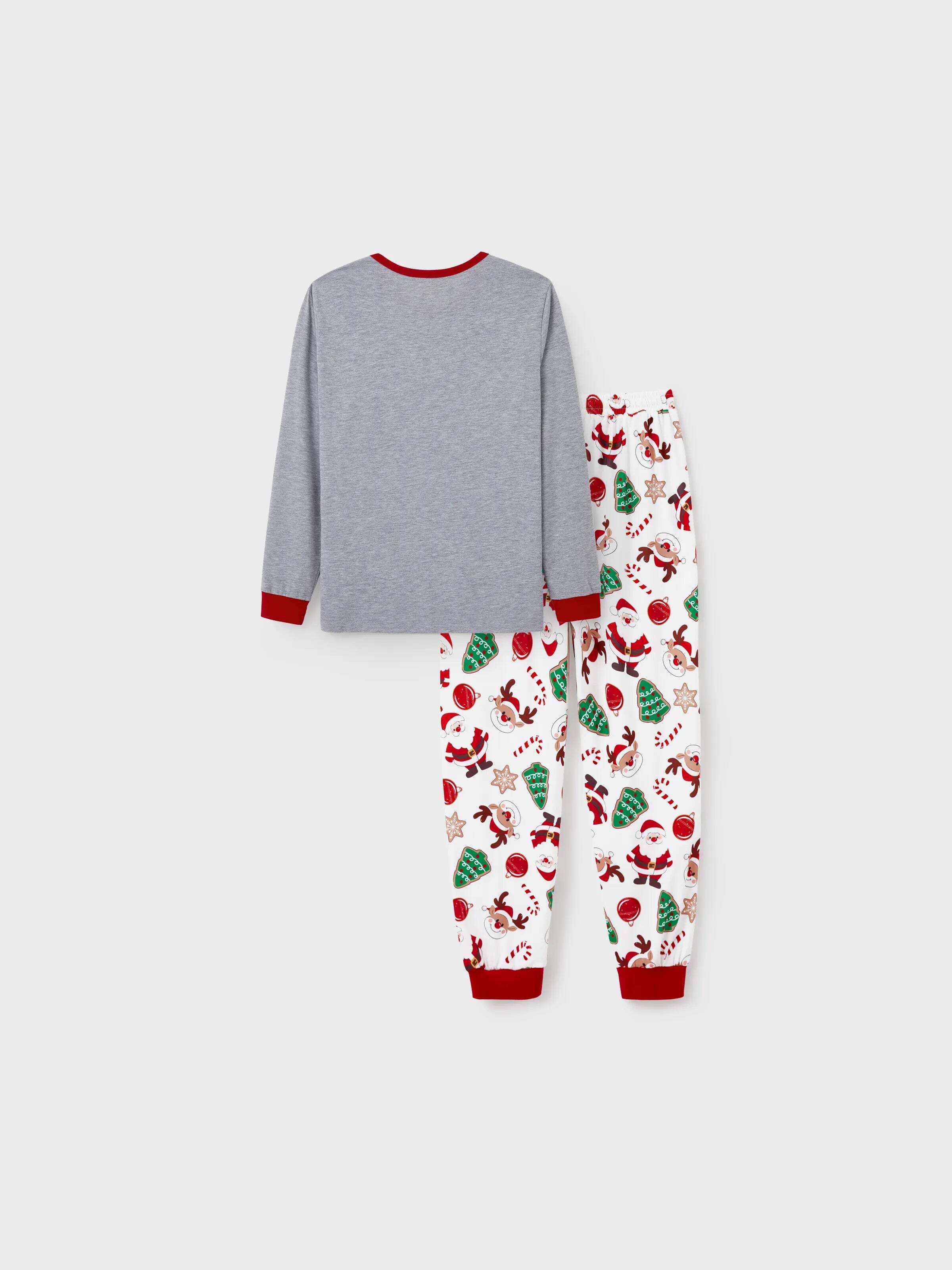 Christmas Matching Family Pajamas Set Glow In The Dark Santa Claus Christmas-themed Print PJS with Christmas Socks Color block