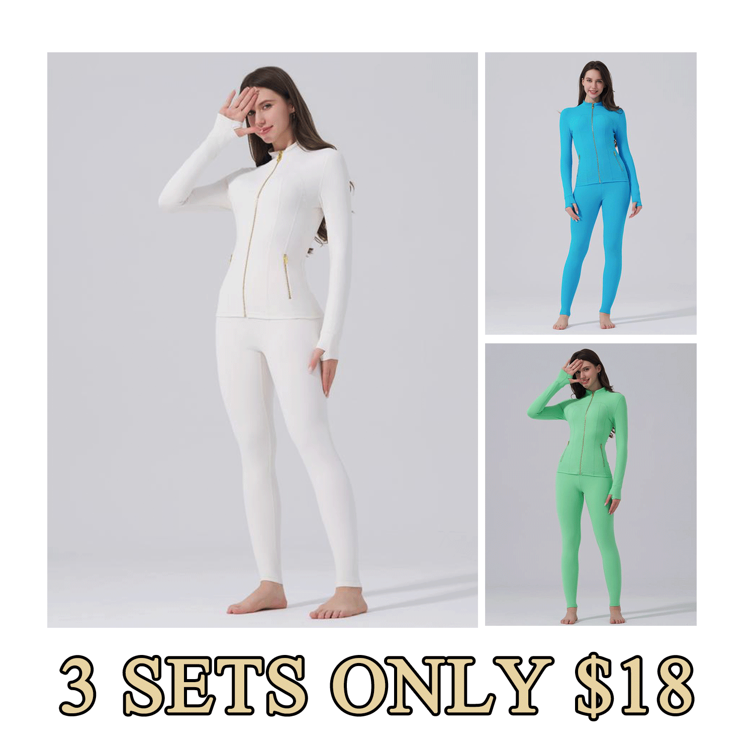 ✨ Gold Zipper Active Track Suit Set – Women’s Yoga & Lounge Wear