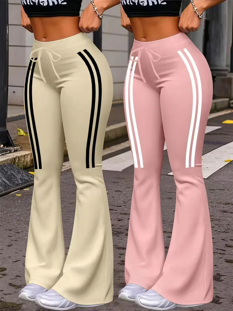 Women's Casual Fashion Long Pants, Unique Print, Drawstring Waist, Milk Silk Yoga Pants