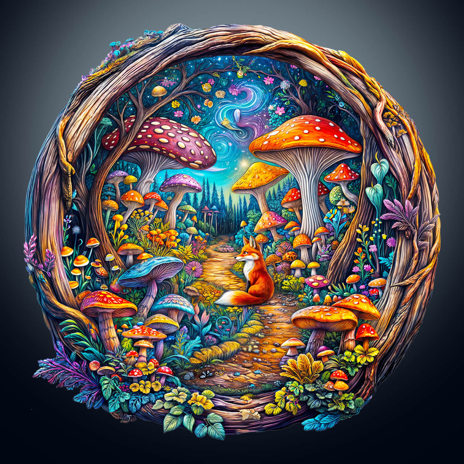 3D Mushroom Forest Wooden Jigsaw Puzzle