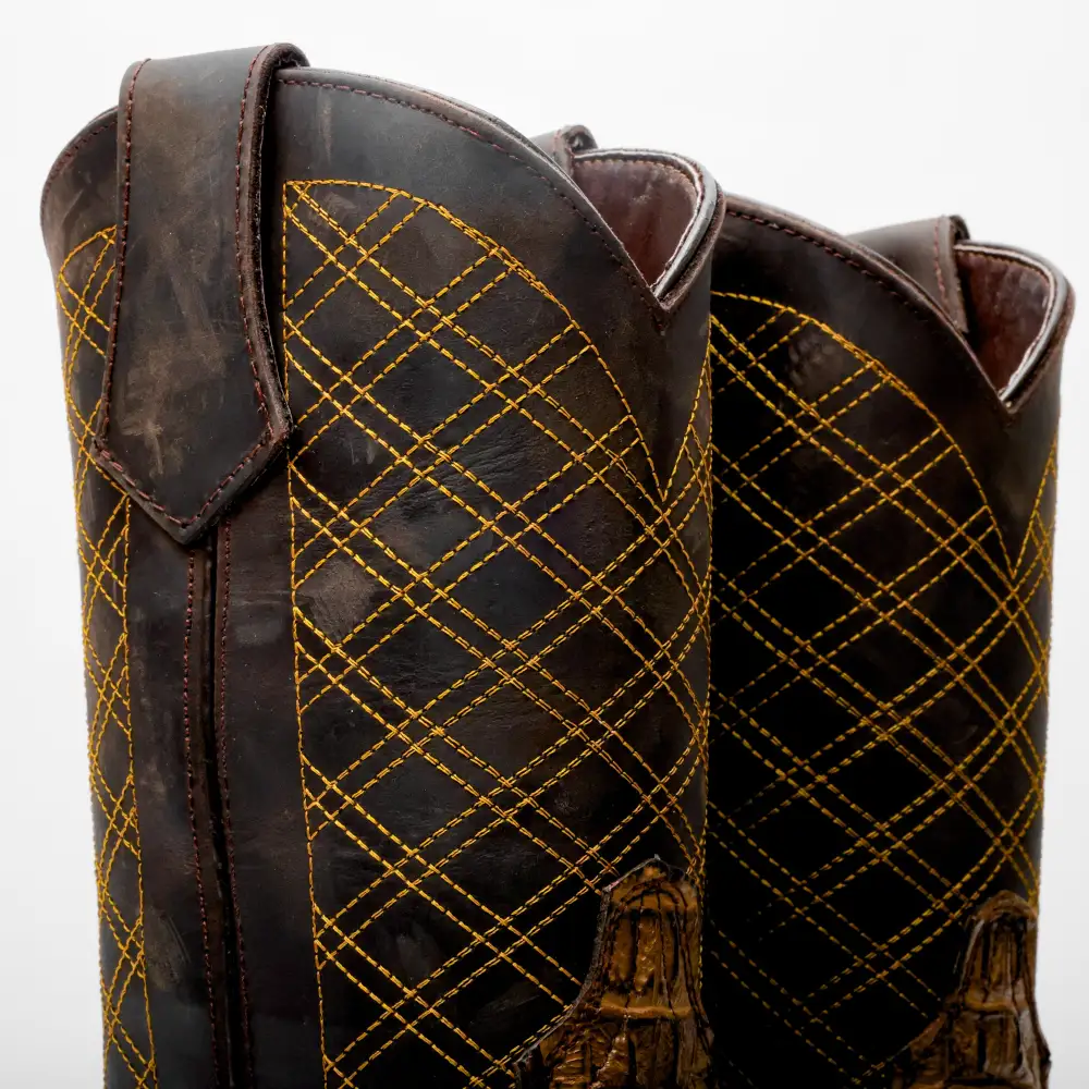 Honey Caiman Neck Leather Boots With 3D Lightweight Sole - Composite Toe