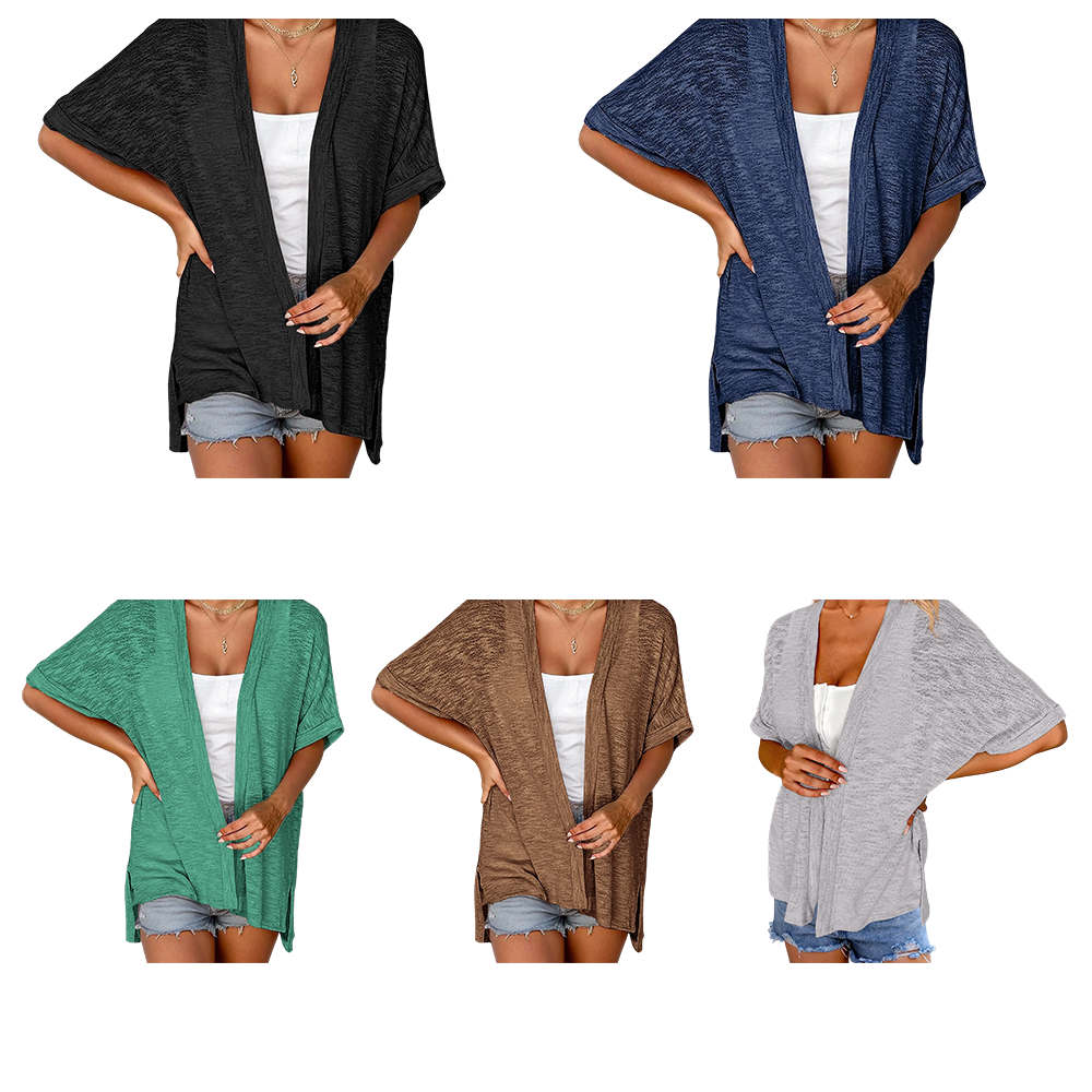 Womens Lightweight Cardigan 2026 Summer Short Sleeve Open Front Beach Coverup Vacation Outdoorfun Knitwear Comfort Casual Loose Minimalist Basic Knitting Batwing Shortsleeve Tops Womenswear