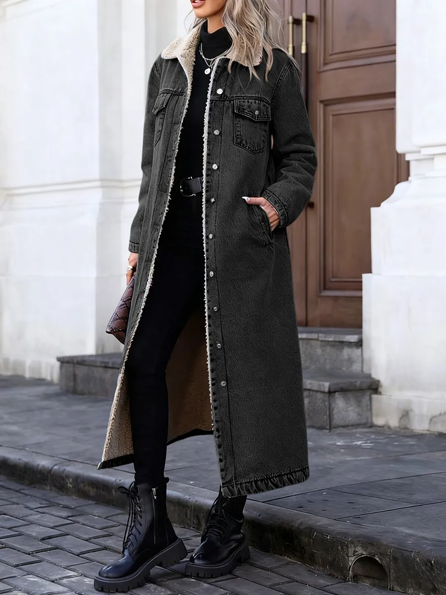 Women's Casual Denim Long Coat