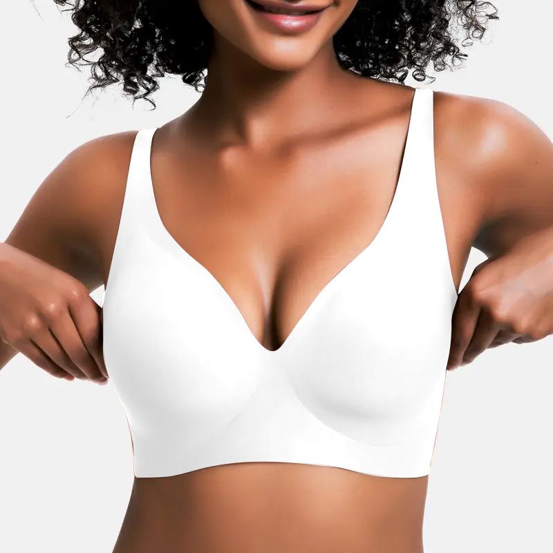 ✨🎁 Buy 1 Get 3 Packs🔥Womens Comfortable Wireless Bras Push Up Bralettes Seamless Tshirts Bras Deep V Everyday Bras