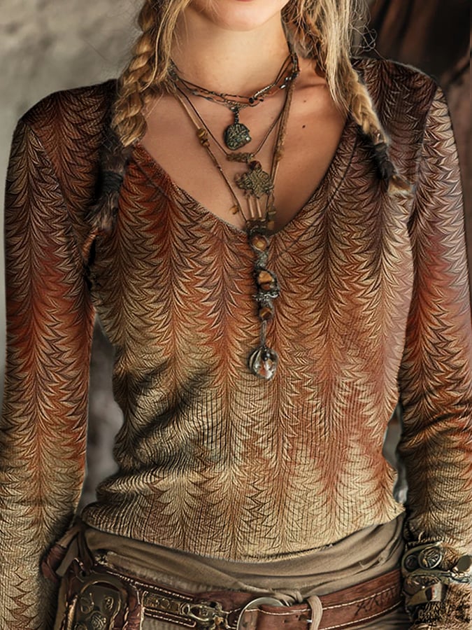 Women's Retro Western Print Casual Top
