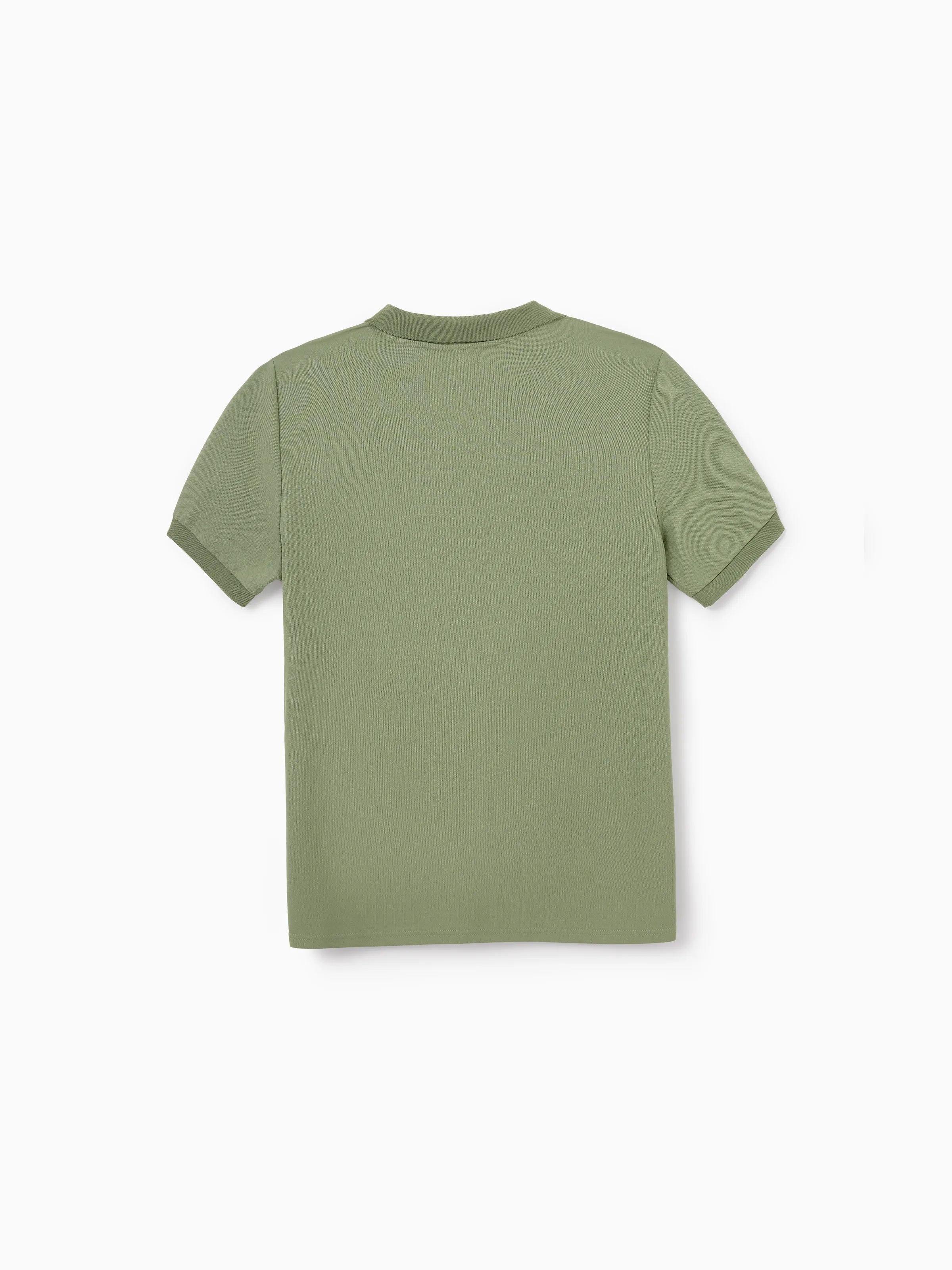 Family Matching Polo Collar Short-sleeve Shirt or V-neck Strappy Mesh Dress  Green