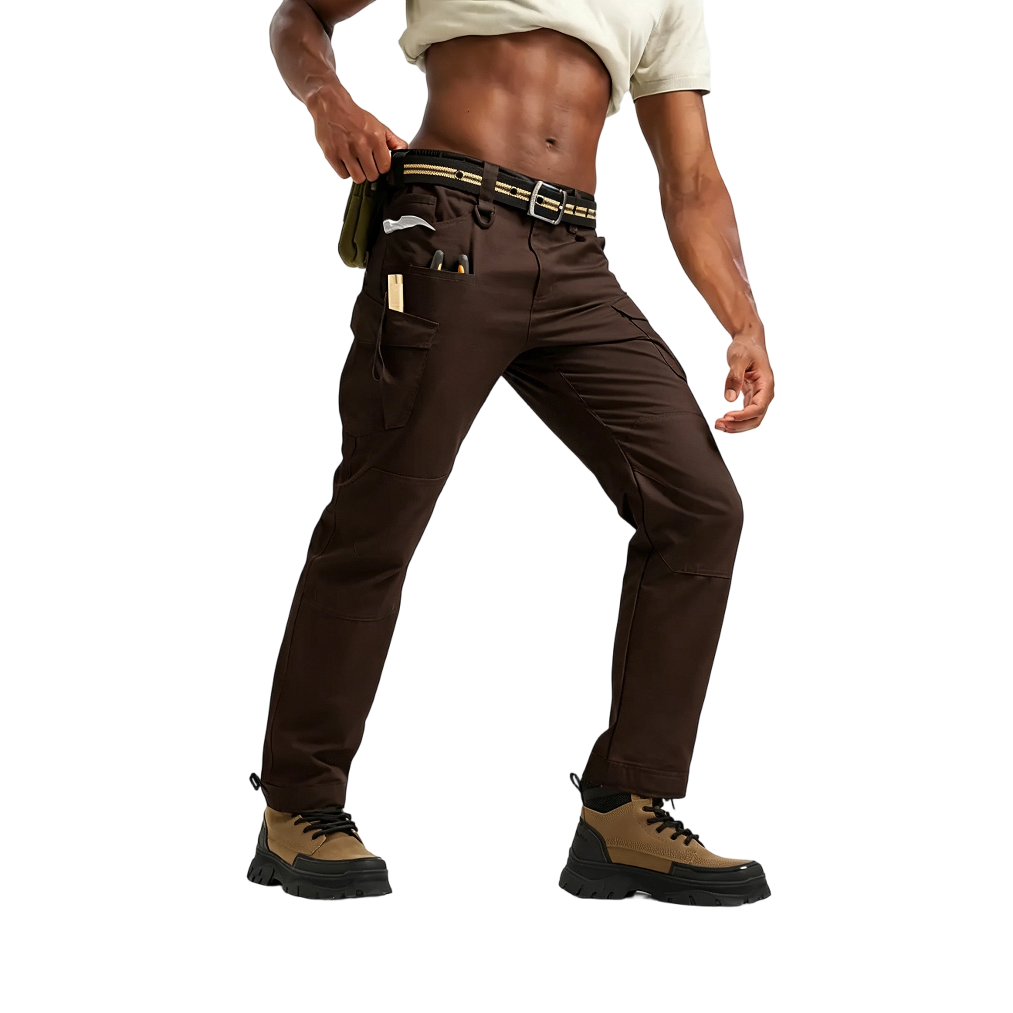 Men's Tactical Work Pants Lightweight Multi-Pocket Water Resistant Cargo Pants Ripstop Hiking Military Construction Outdoor Pants 10 Pockets