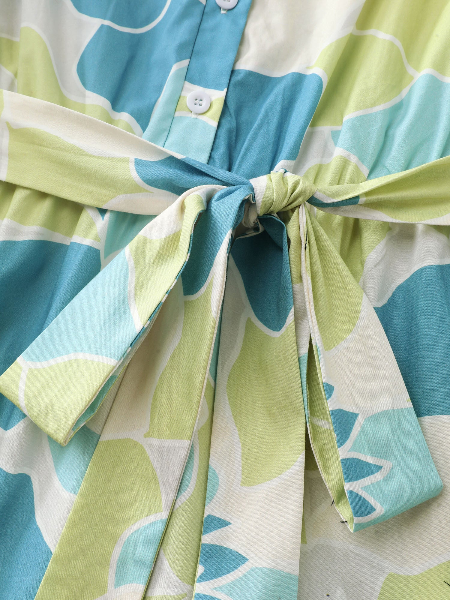 Pure Cotton Abstract Print Twisted Mini Dress