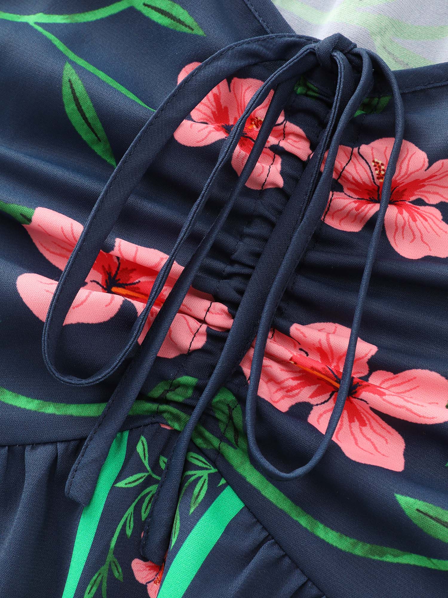 Supersoft Tropical Floral Print Drawstring Maxi Dress