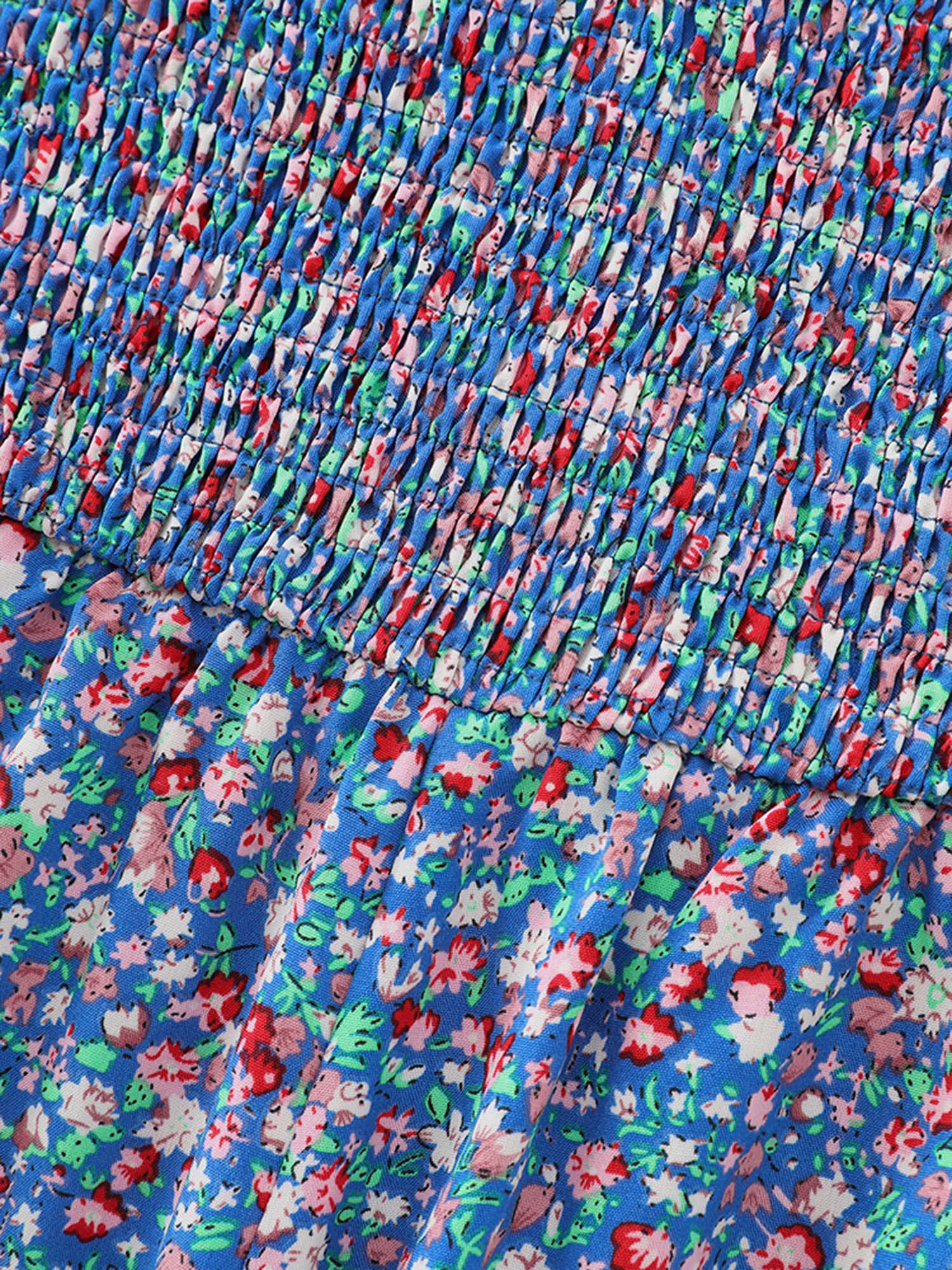 Micro Floral Print Shirred Jumpsuit