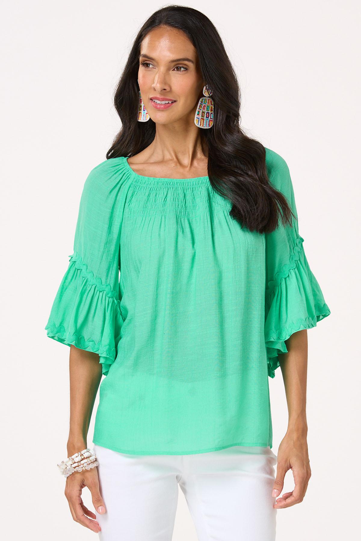 Solid Ric Rac Trim Poet Top