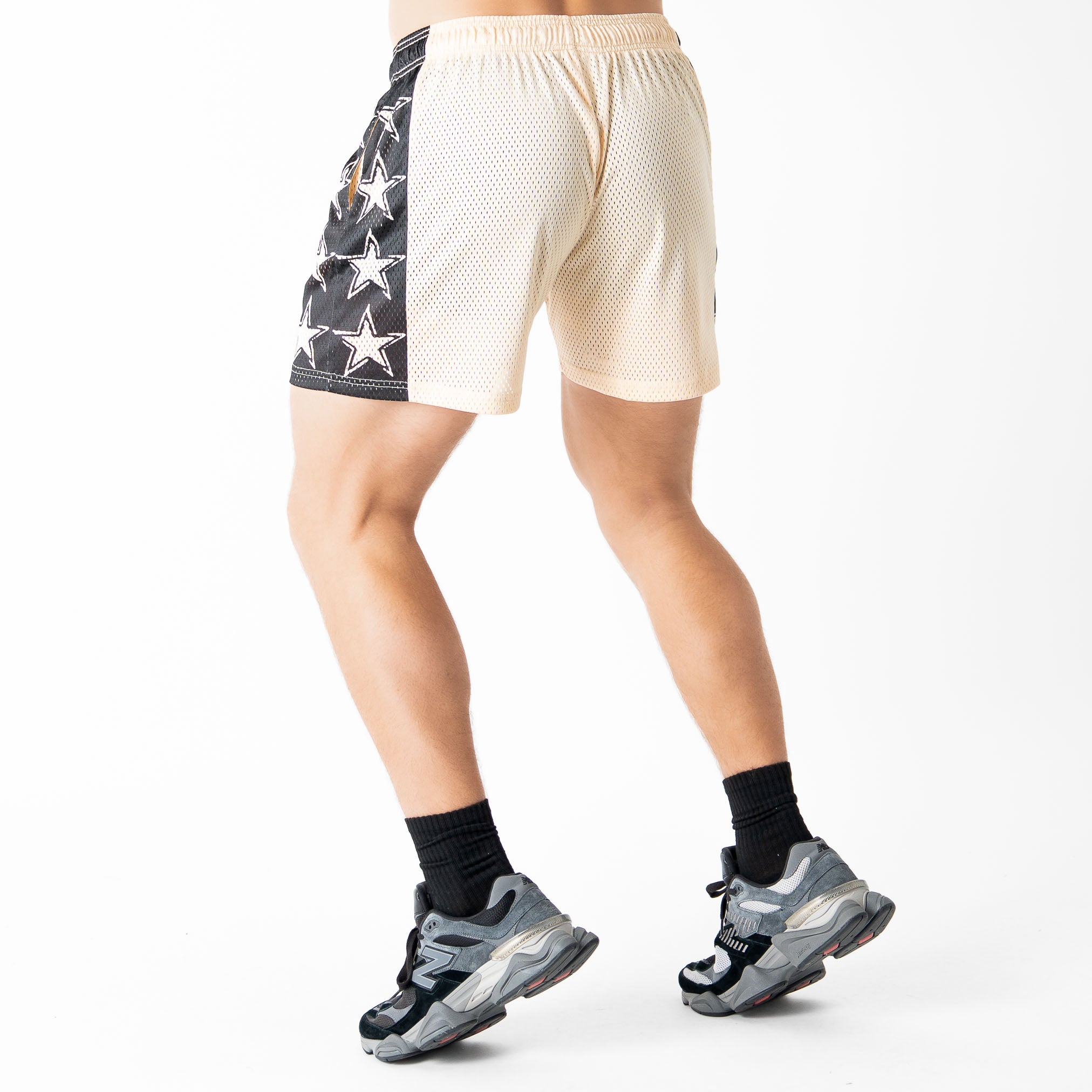 VENTED MESH SHORTS ALL STAR - CREAM / BLACK