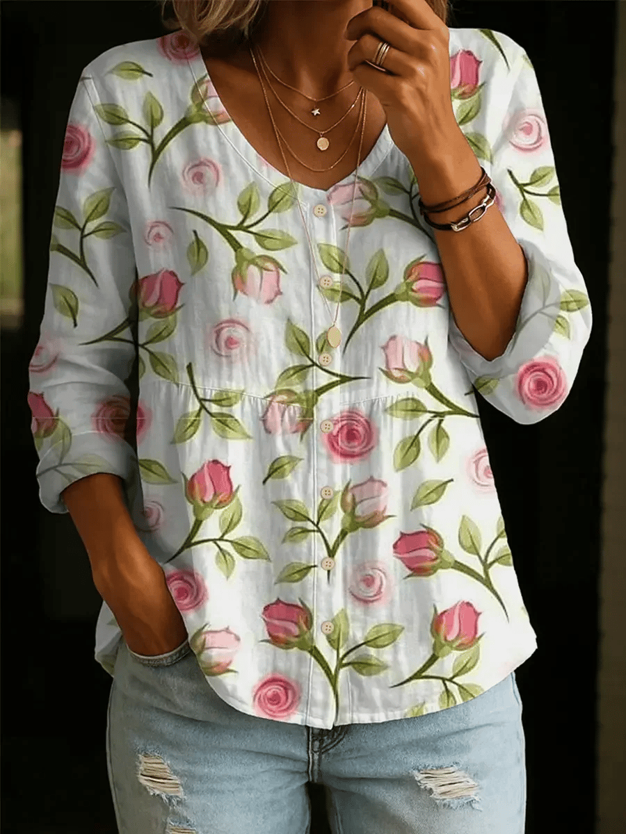 Women's Floral Art Print Casual Shirt