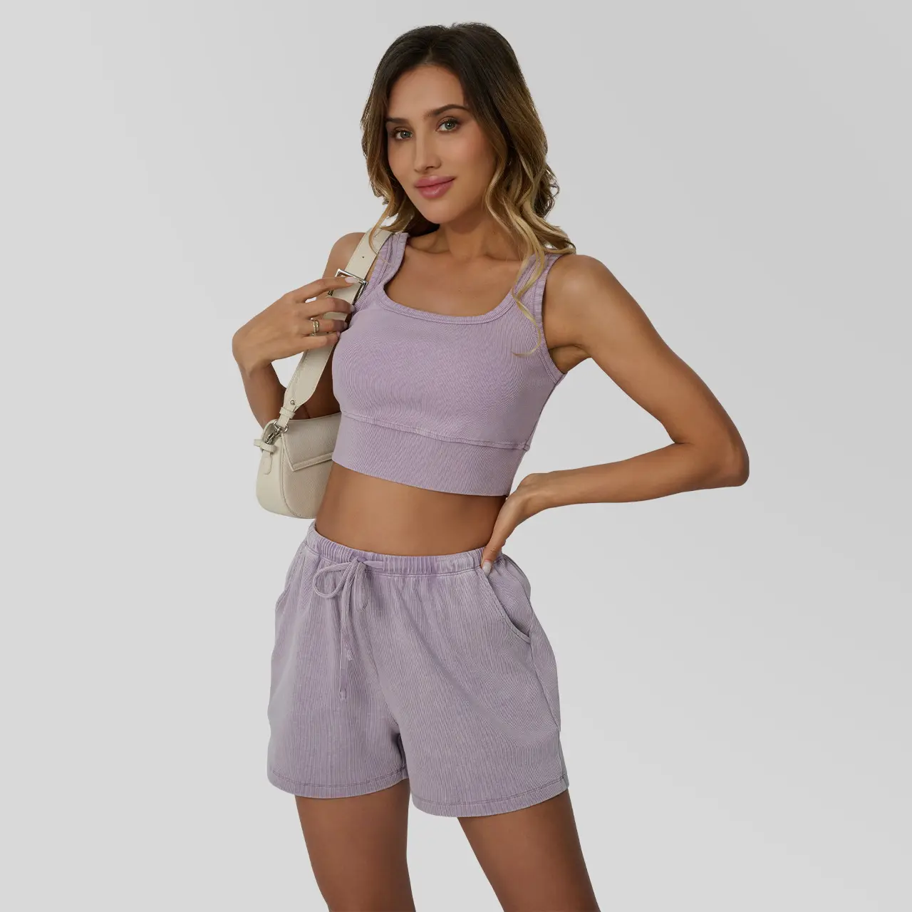 Women’s Acid Wash Tank & Shorts Lounge Set